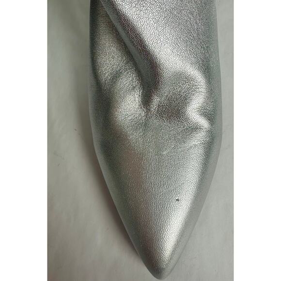Inez Milla Boot in Soft Silver Kidskin Leather Pointed Toe Metallic MSRP $326 - Picture 14 of 14